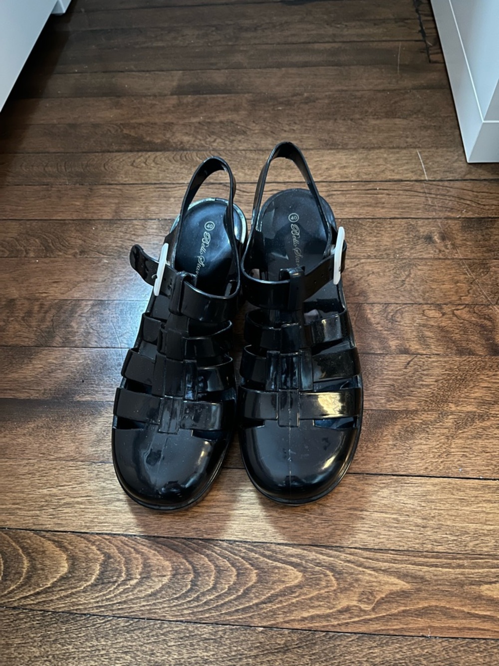 Black Jelly Heeled Sandals